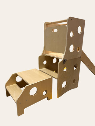 3in1 Montessori Holz-Lernturm (B)